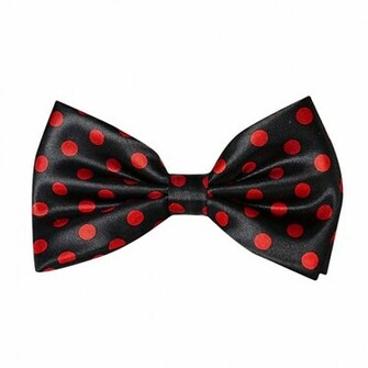 Stretchy Band Two Layer Dots Pattern Party Formal Bow Tie Black Red
