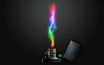Neon Colored Flame Wallpaper