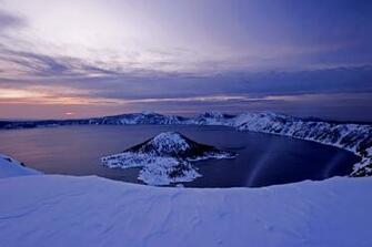 Crater Lake HD Wallpaper Snow
