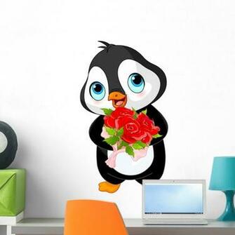 Amazon Wallmonkeys Cute Valentine Penguin Wall Decal Peel