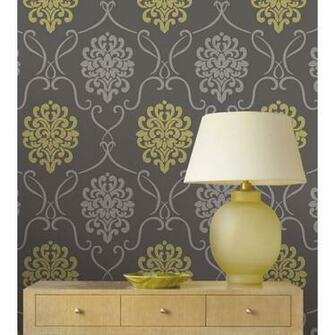 Dl30440 Grey Modern Damask Suzette Decorline Wallpaper
