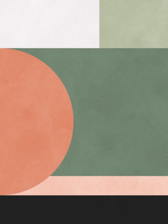 Abstract Geometric Green And Coral Wallpaper