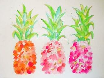 Original Art Watercolor Painting Pineapples By Limezinniasdesign