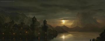 Dual Monitor Fantasy Landscape Wallpaper HD Background