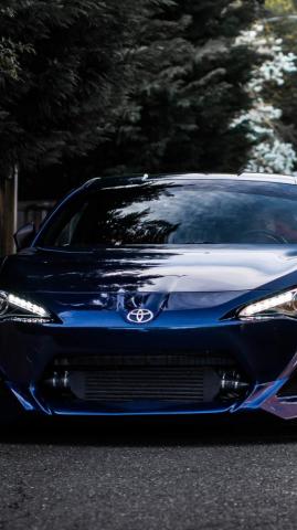 Wallpaper Blue Toyota Car Front Road UHD 4k