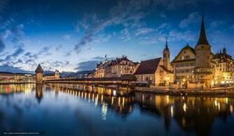 Wallpaper Lucerne Switzerland Chapel Bridge Desktop