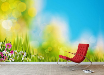 Green Foliage Under Bright Summer Sun Wall Mural Wallpaper