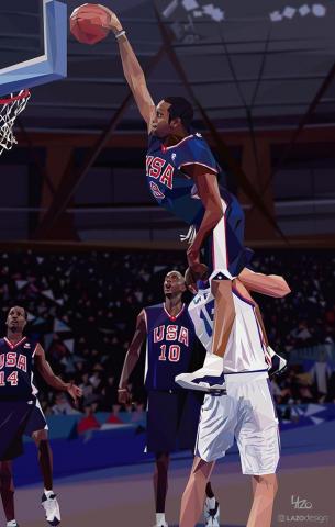 Usa Basketball Vince Carter Dunk Low Poly Art
