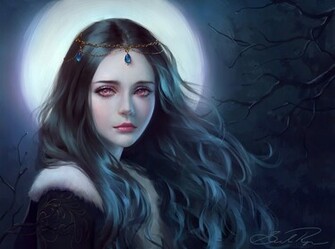 Tree Girl Fantasy Face Red Eyes Princess Long Hair Beautiful Wallpaper