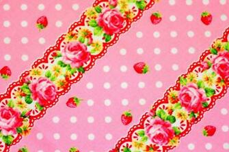 Cute Strawberry Background Japanese Fabric With