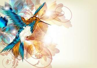 Wallpaper Bird Humming Wings Beak Vector Abstract