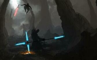 Star Wars Energy Lightsabers Duel Sith Jedi Artwork