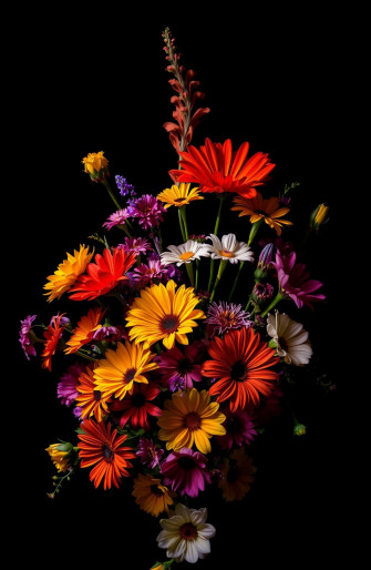 Flowers On Black Background Wallpaper