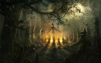 Halloween Scarecrow Holiday HD Wallpaper
