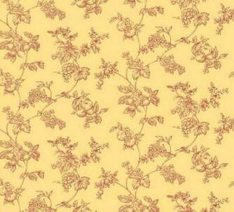 Wallpaper By The Yard Red Yellow Country French Vining Fruit Toile Apt