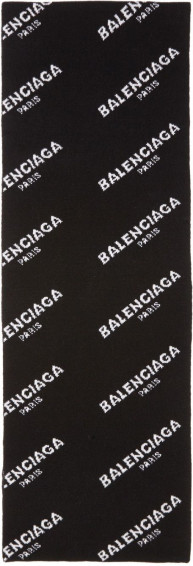 Balenciaga Black All Over Logo Scarf Modesens Streetwear