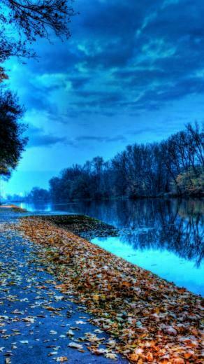 Autumn Lake Leaves iPhone Wallpaper Ipod HD
