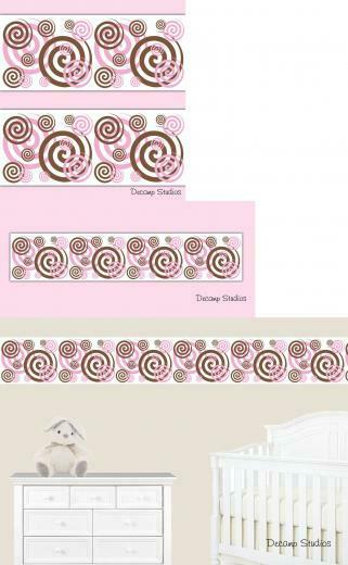 Wallpaper Borders Pink Brown Spiral Border Wall
