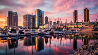Wallpaper San Diego Harbor Sunset Sunrise Water Reflections