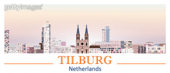 Tilburg Skyline In Bright Color Palette Vector Illustration Wallpaper