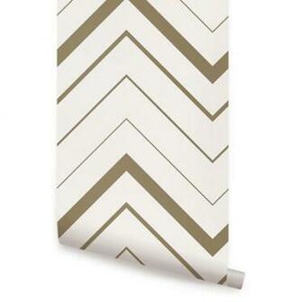 Chevron Bold Gold Peel Stick Fabric Wallpaper By Accentuwall