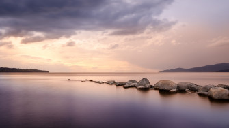 Calm Waters Landscape Sky Stones Nature Wallpaper HD