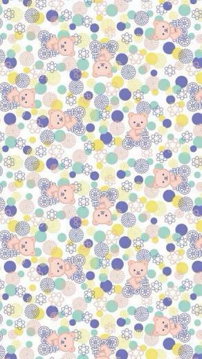 Clean Bear And Floral Pattern Wallpaper iPhone