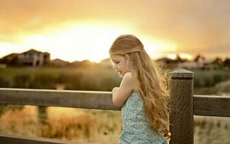 Long Hair Baby Girl Sunset Landscape Wallpaper