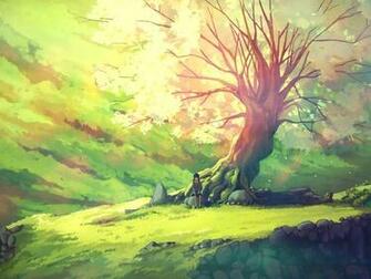 Nature Trees Scenic Anime Girls Wallpaper