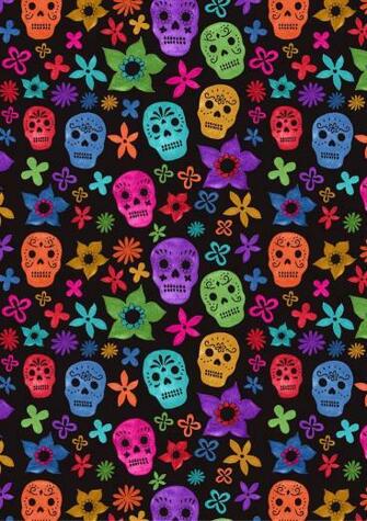 Black Background Sugar Skulls Phone Wallpaper