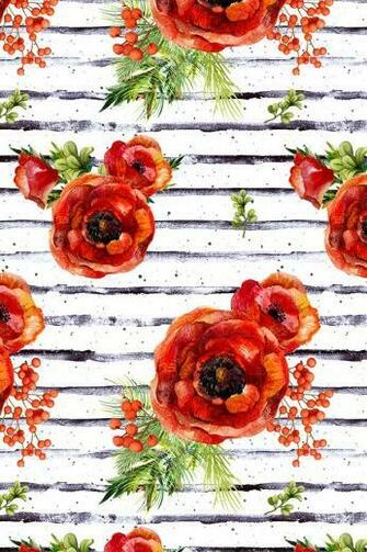 Deer In Love Christmas Florals With Stripes By Shopcabin Red