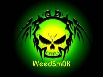 Creepy Scary Skull Marijuana Weed Drugs Wallpaper Background