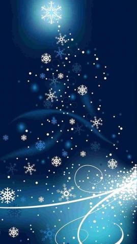 Snowflakes Christmas Tree iPhone Plus Wallpaper Blue And White