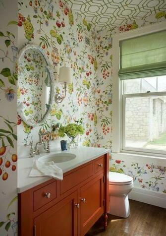 Green Orange Powder Room Cowtan And Tout Bamboo Wallpape Jpg