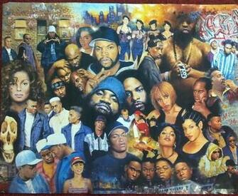 Poster Collage Featuring Some Of The Best Rappers 20th Century