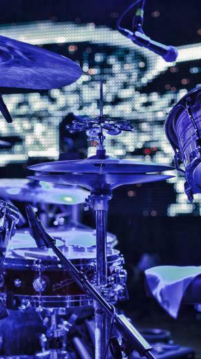 Wallpaper Drums Musical Instrument Lights QHD