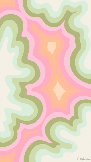 A Pretty Pink And Green Aesthetic Landscape Filled With