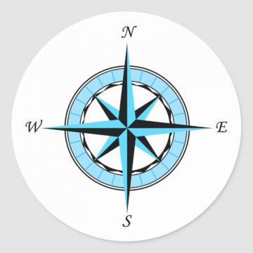 Blue Compass Rose Nautical Icon Classic Round Sticker