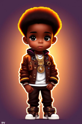 Sasseycat1964 African American Hip Hop Boy Brown Eyes Full Body