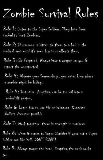 Zombie Survival Rules By Acelions