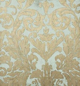 Tivoli Damask Wallpaper Gold Drawn Design On Duck Egg