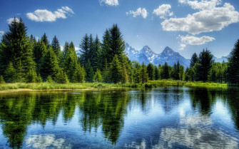 Nature HDr River Trees Mountain Landscape Wallpaper HD