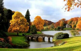 Wallpaper Autumn Bridge Lake England Gold Pantheon The