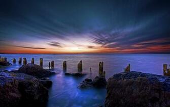 The Ocean Sunrise Oceans Oceanic Sunset Beach Desktop