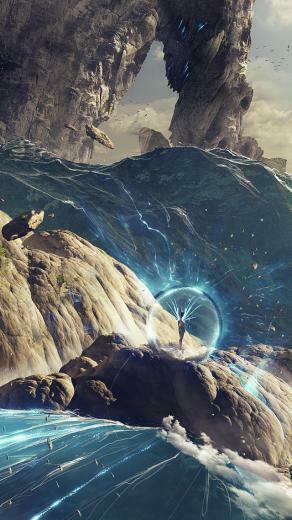 Wallpaper Golden Age 4k HD Titans Waterfall River