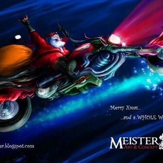 Biker Santa Desktop Pc And Mac Wallpaper
