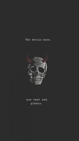 The Devile Here HD Black Quote Emo iPhone Background