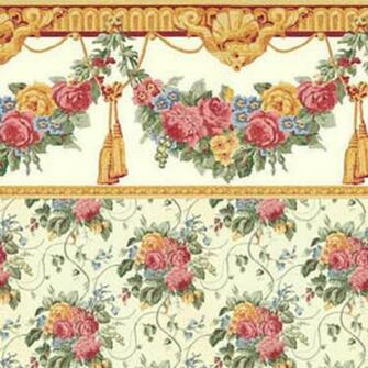 Dollhouse Wallpaper Roses And Tassels In Gold