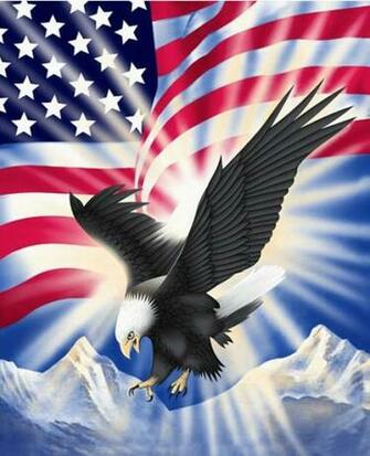 American Flag Background With Eagle