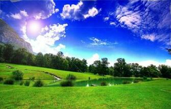 Beautiful Green Tree Blue Sky Landscape Pc HD Nature Wallpaper